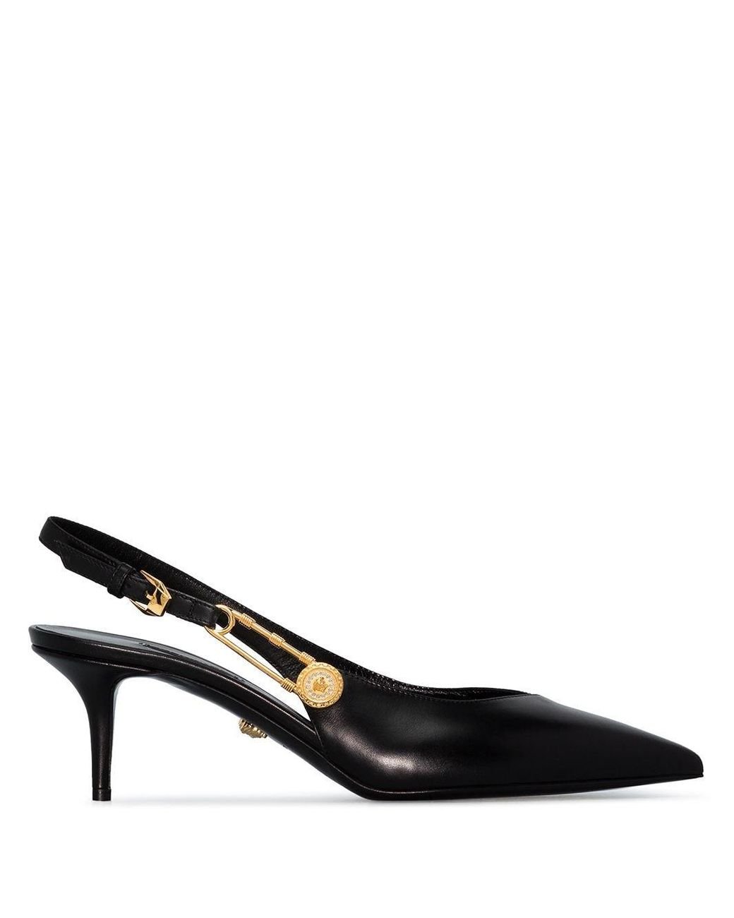 Versace 55mm Safety Pin Slingback Pumps in Black | Lyst