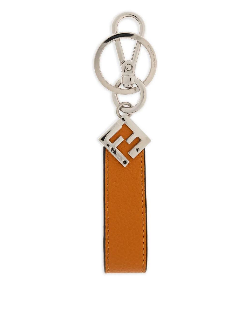 Fendi White Logo Plaque Keyring for men