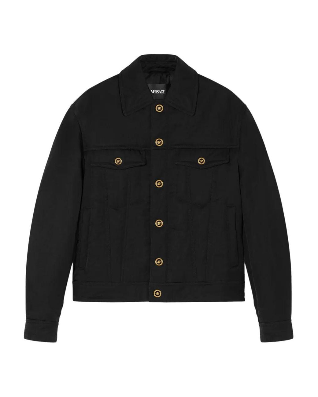 Versace Black Crushed Nylon Satin Padded Jacket for men