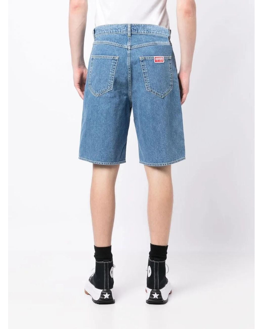 KENZO Blue Straight-Leg Denim Shorts for men