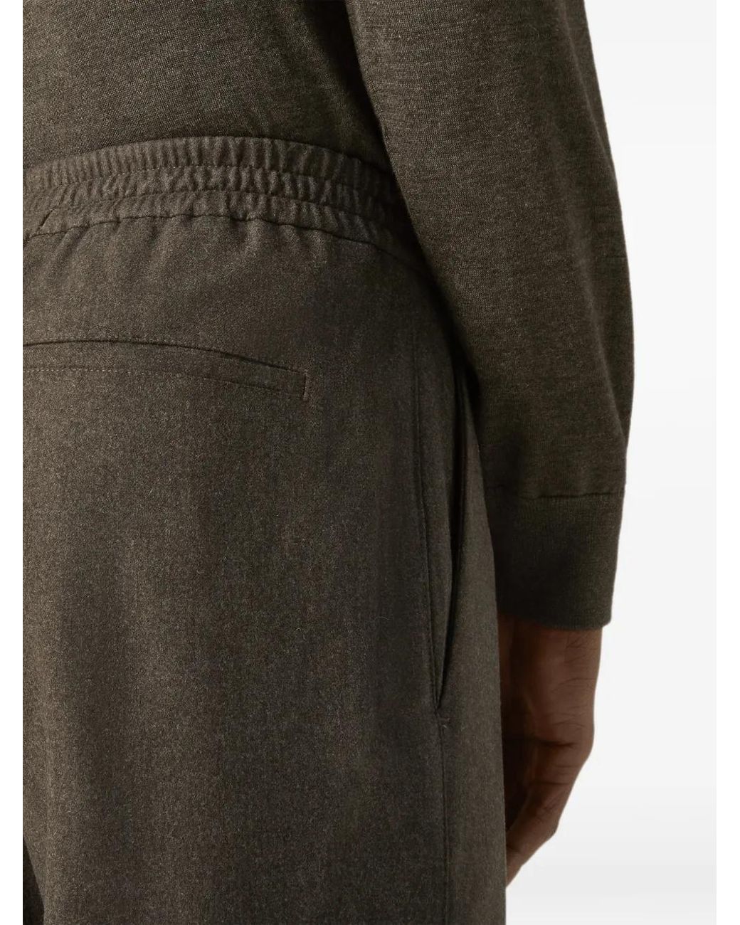 Zegna Gray Dark Wool Silk And Cashmere Pants for men