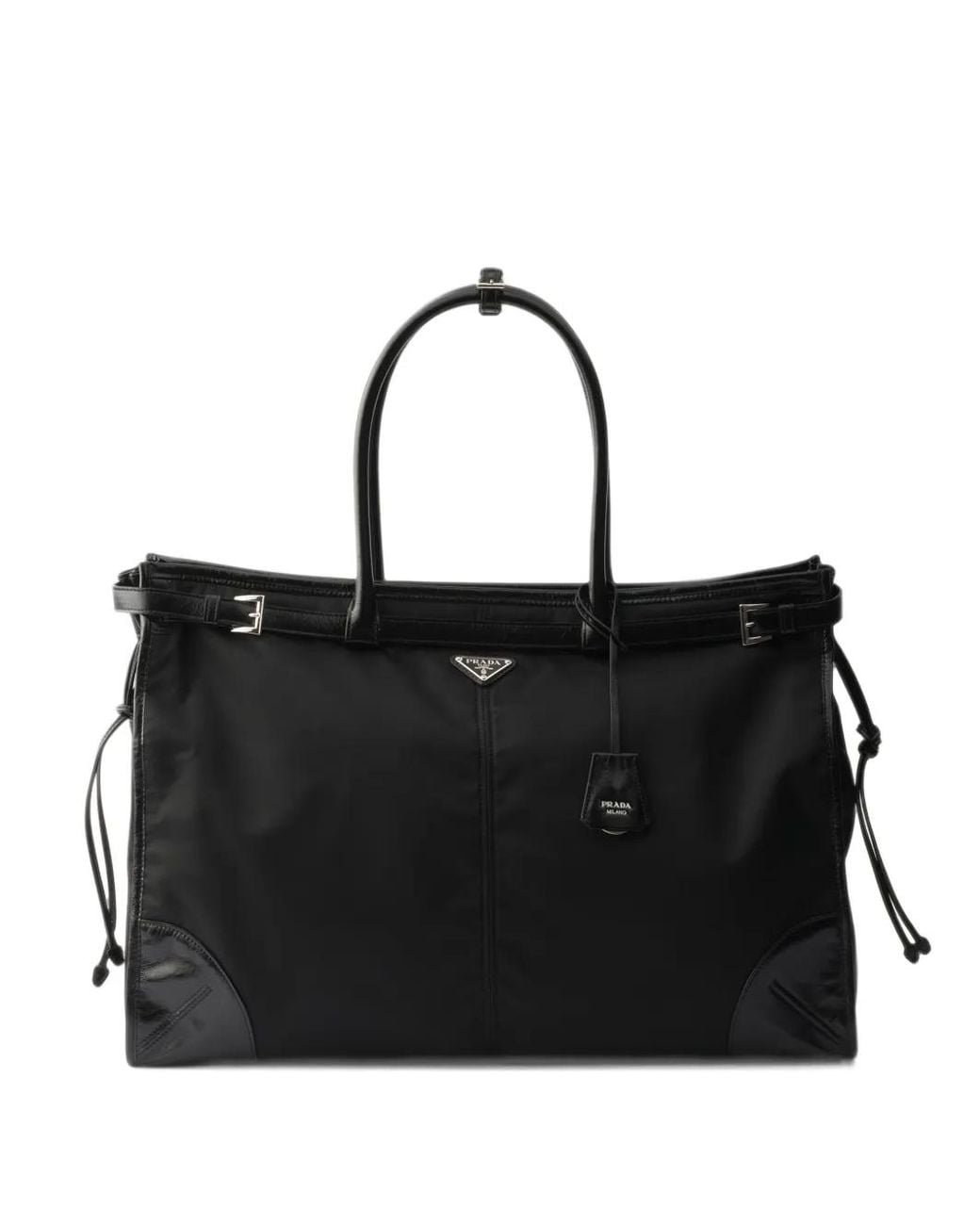 Prada Black Bonnie Re-Nylon And Leather Tote Bag for men