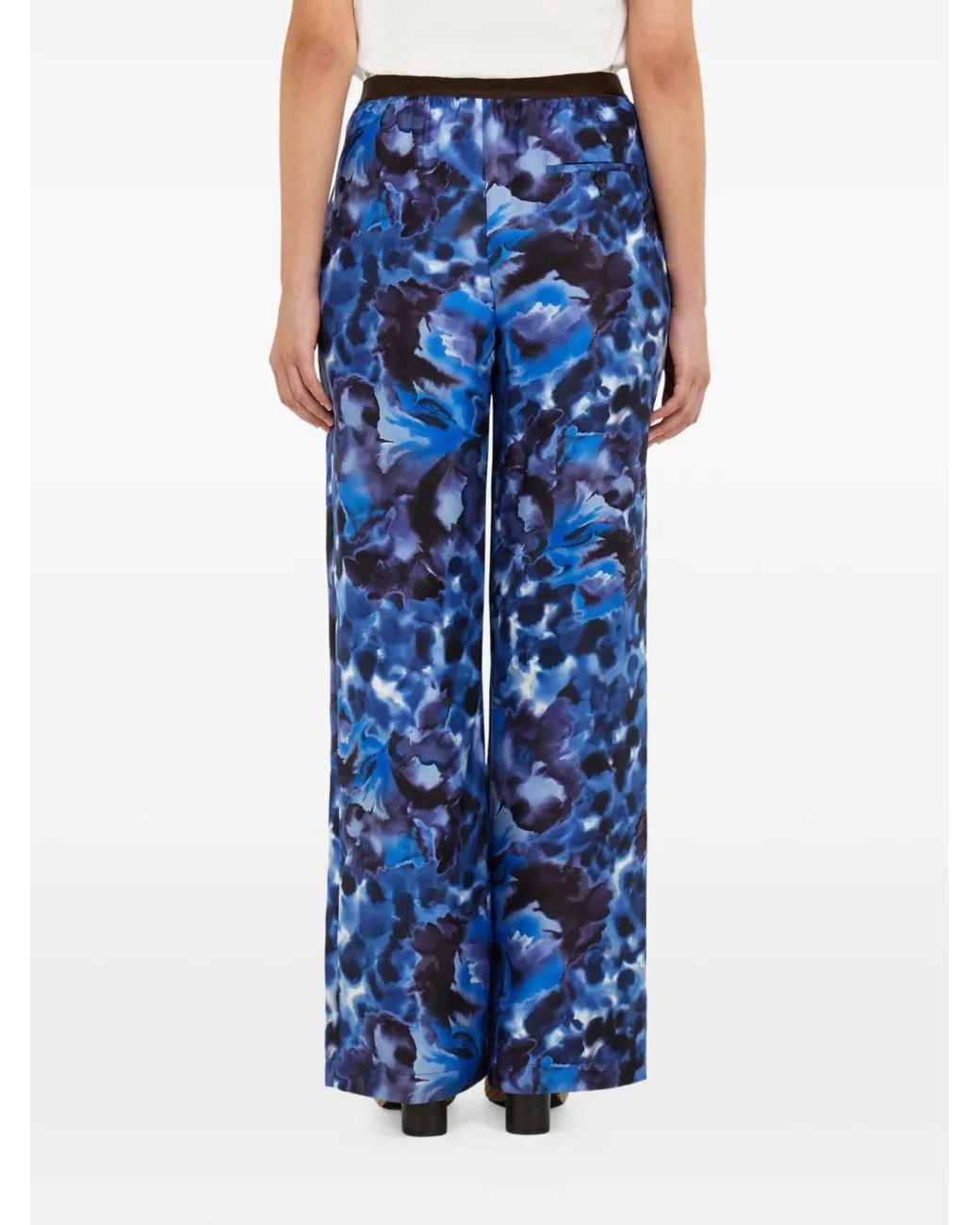 Ferragamo Blue Silk Trousers