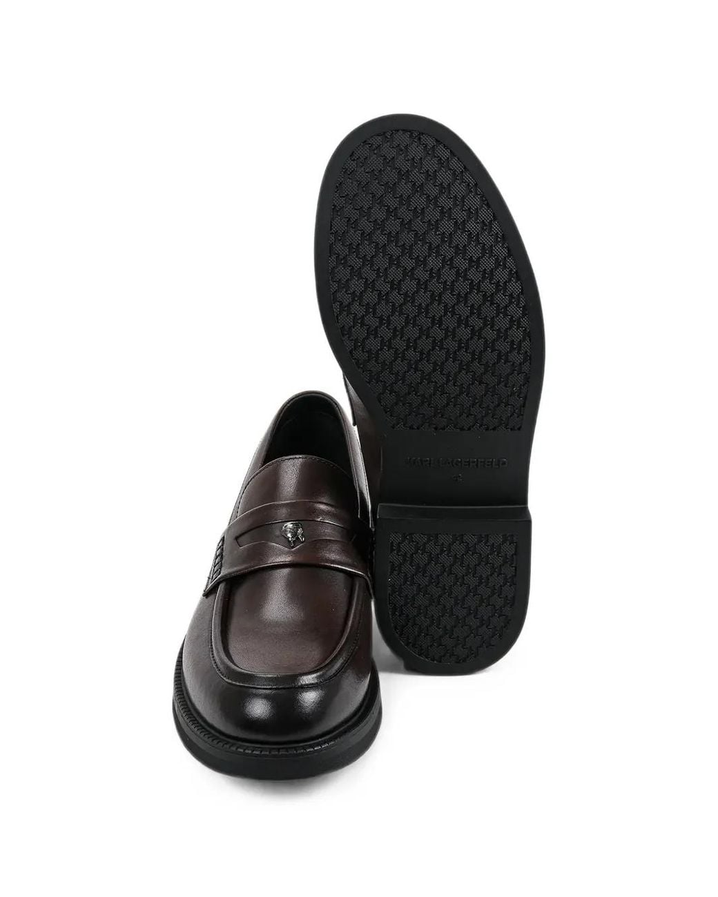Karl Lagerfeld Black Logo-Plaque Leather Loafers for men