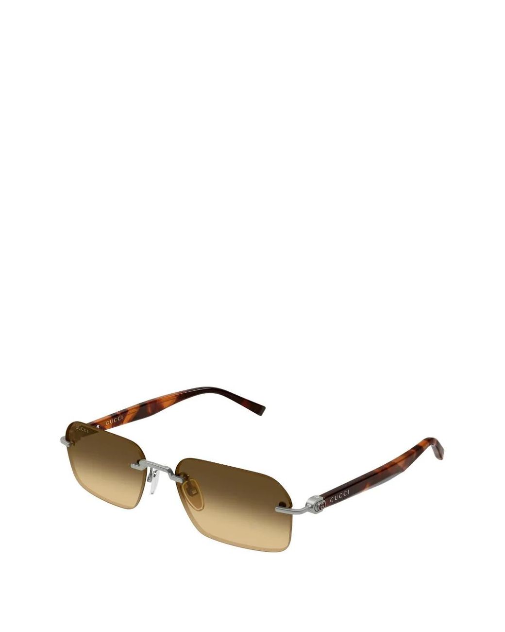 Gucci Metallic Rimless Rectangle-Frame Sunglasses for men