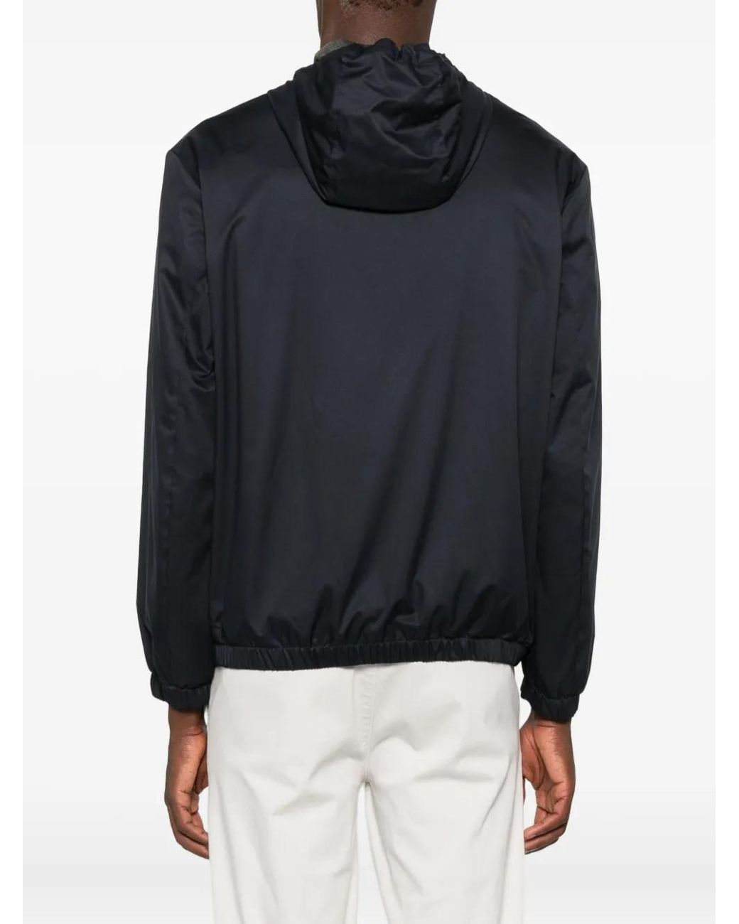 Canali Black Hooded Zip-Up Jacket for men