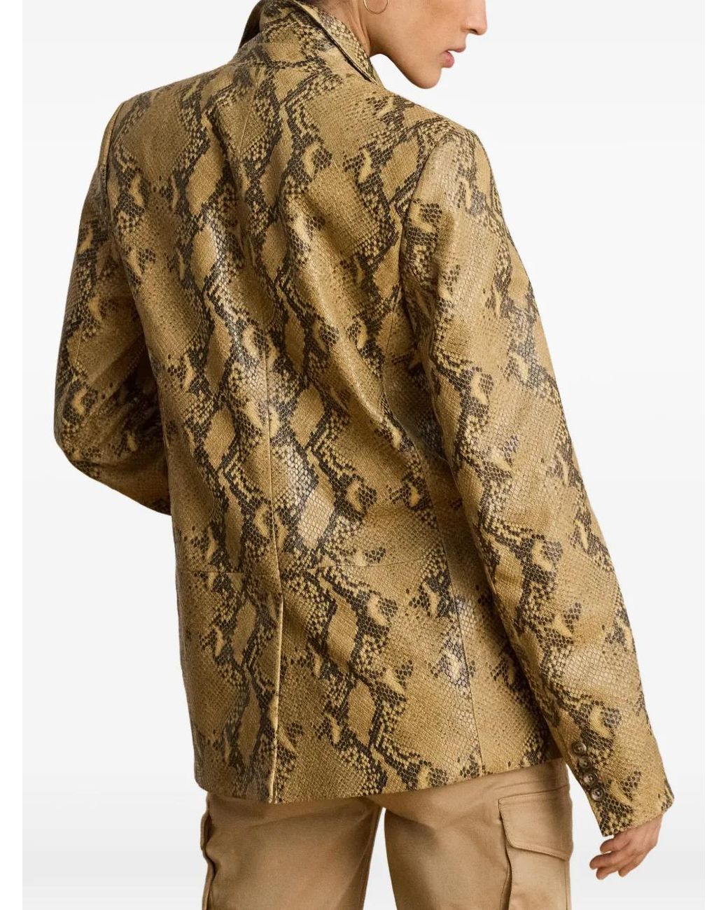 Ralph Lauren Green Python-Embossed Lambskin Blazer