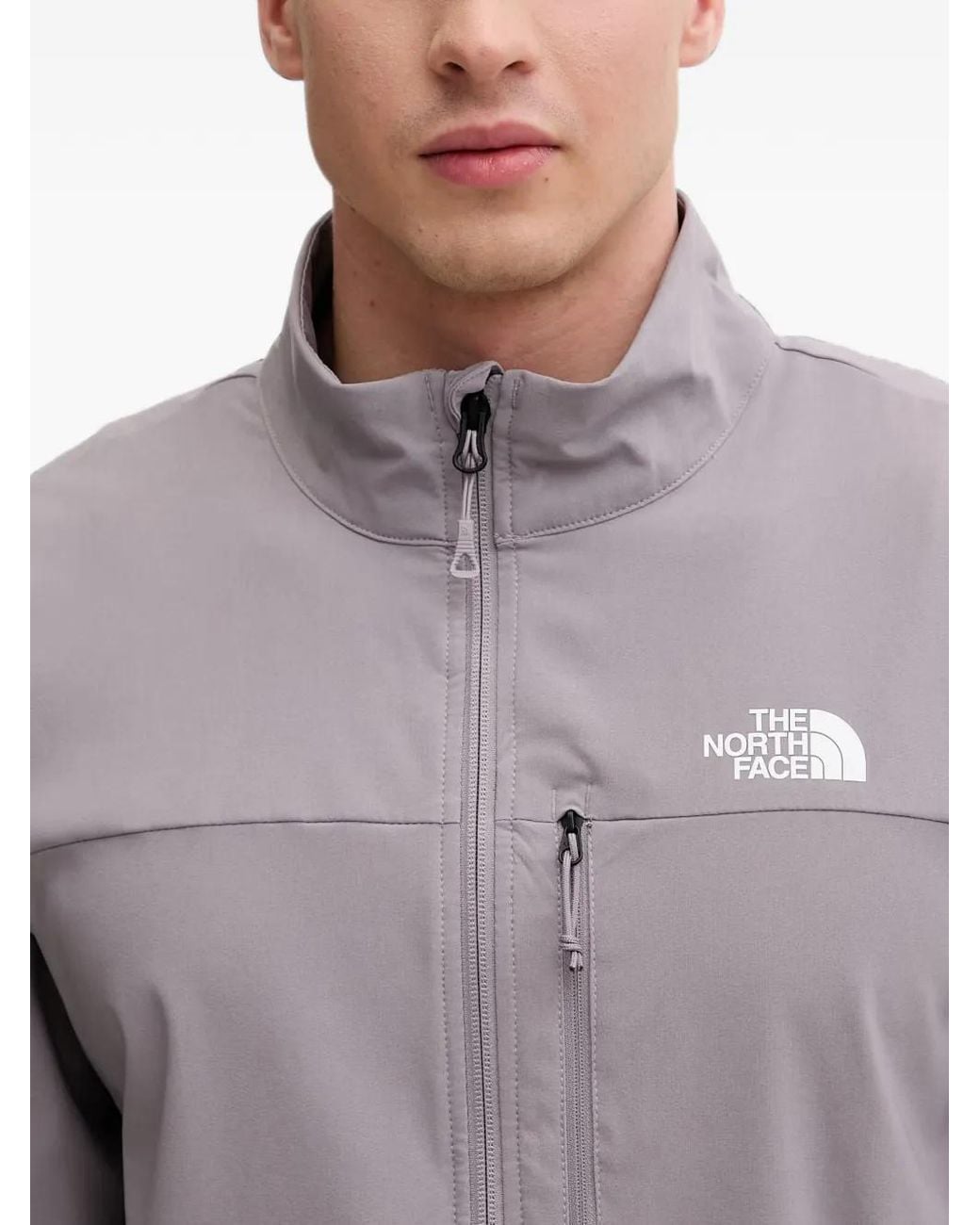 The North Face Gray Nimble Logo-Print High-Neck Lightweight Jacket for men