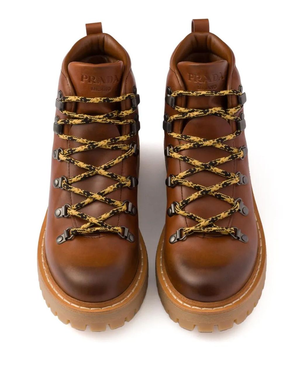 Prada Brown Stiefel Mit Schnürung