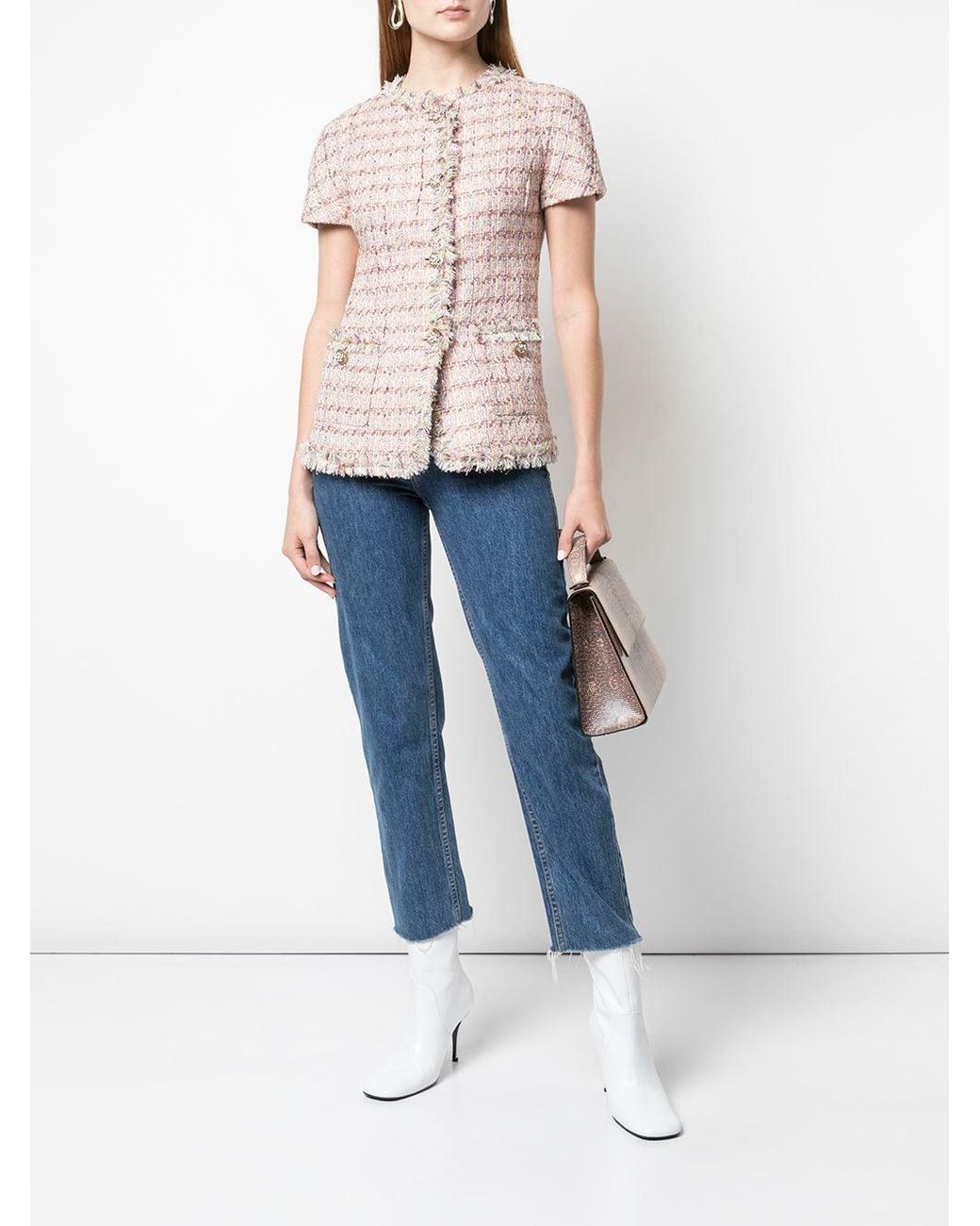 Brock Collection Short Sleeve Tweed Jacket in Pink Lyst