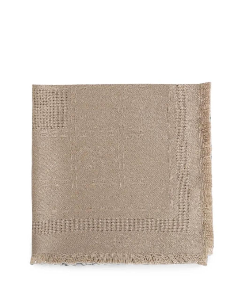 Ferragamo Natural Gancini Jacquard-Logo Scarf