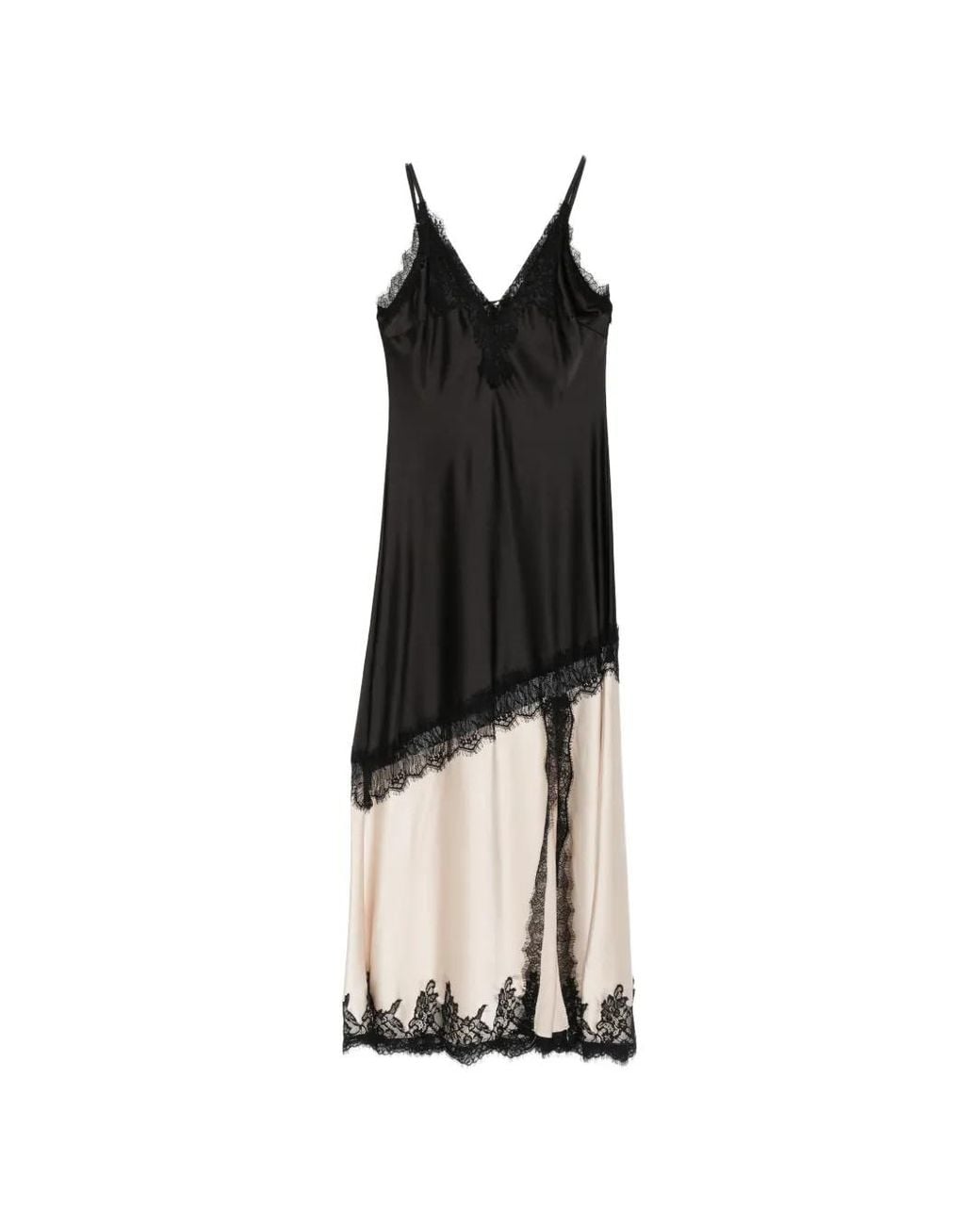 Paperlace Black Lace-Trim Panelled Maxi Dress