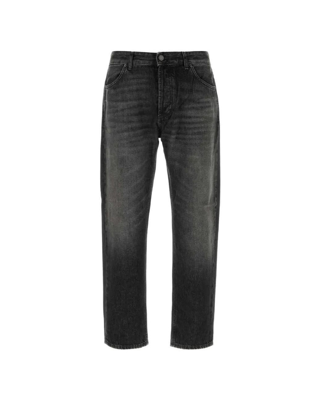 PT Torino Black Faded Straight-Leg Jeans for men