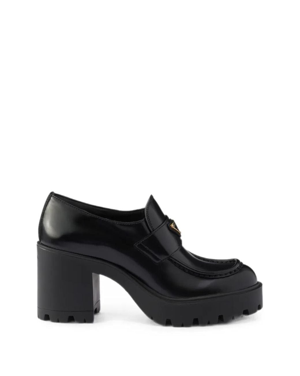 Prada Black Mocassins En Cuir À Effet Brossé