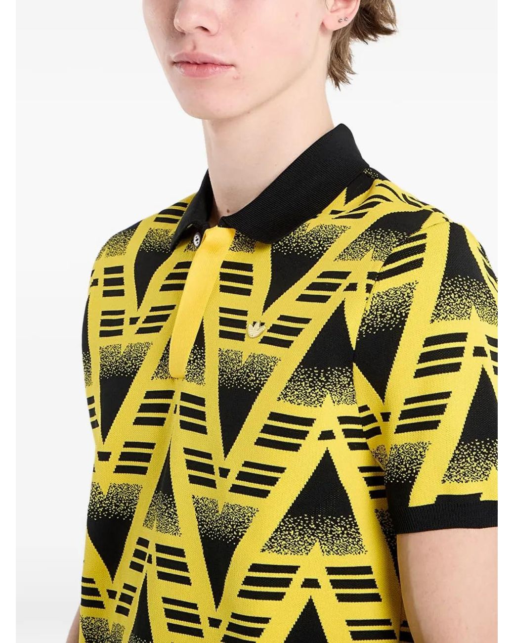 Adidas Yellow Polo À Motif Géométrique for men