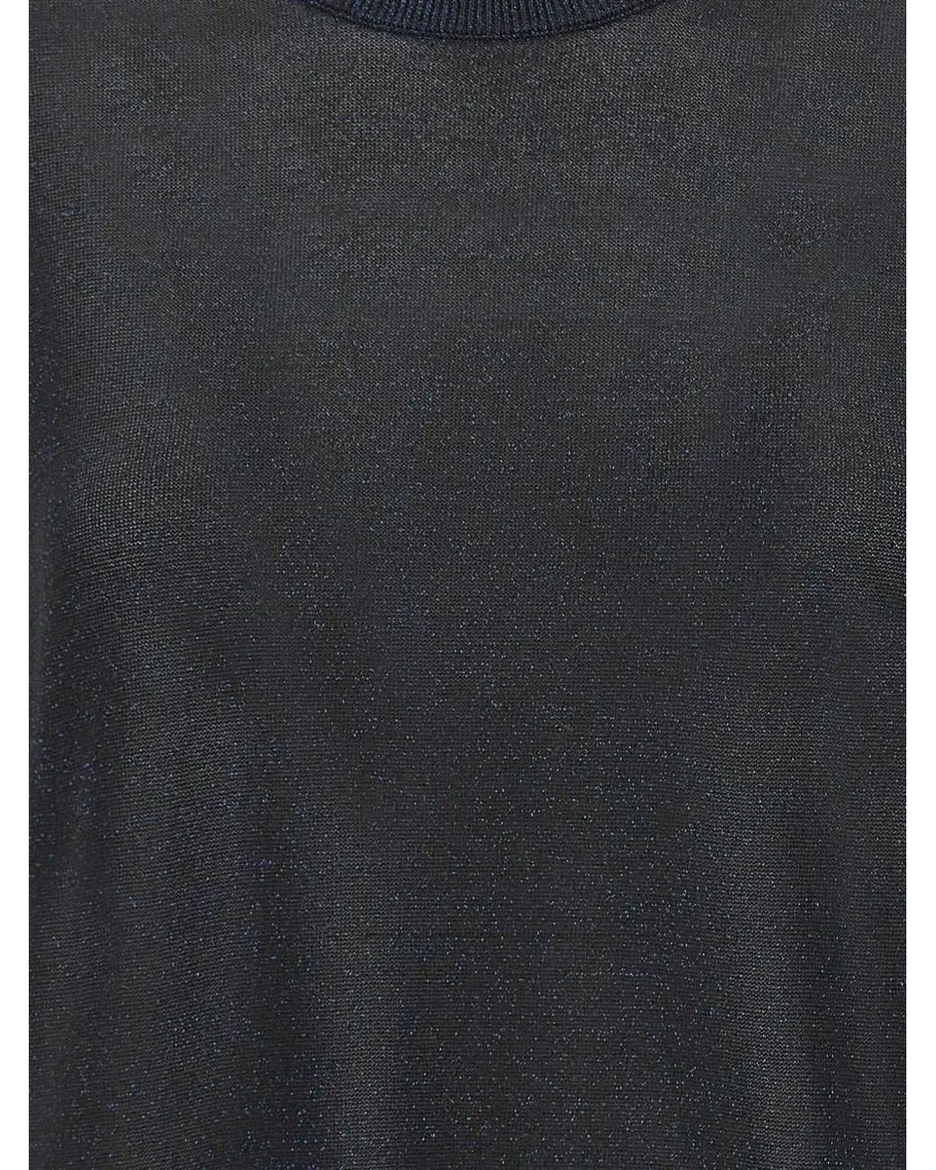 Gran Sasso Blue Lurex-Knit Sleeveless Top