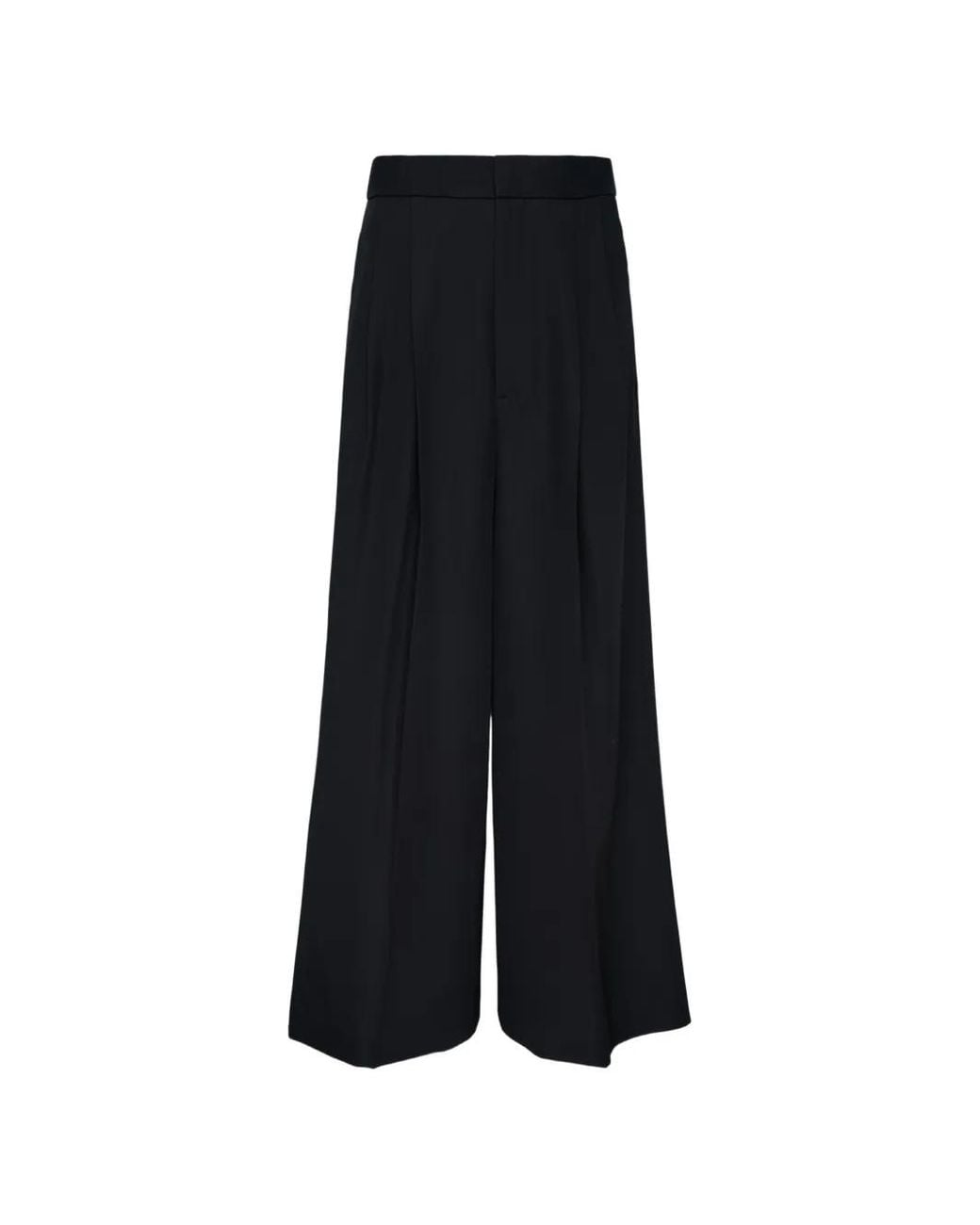Enfold Black Pleated Wide-Leg Trousers