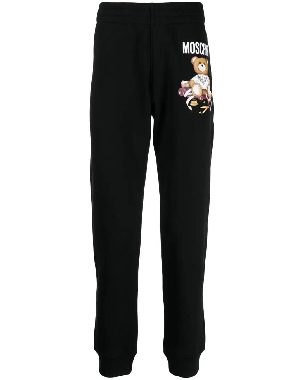 Moschino Black Teddy Bear-Print Cotton Track Pants for men