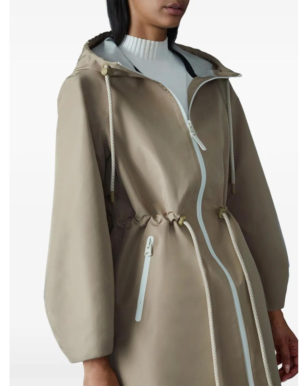 Mackage White Mekelle-Z Drawstring Hooded Raincoat