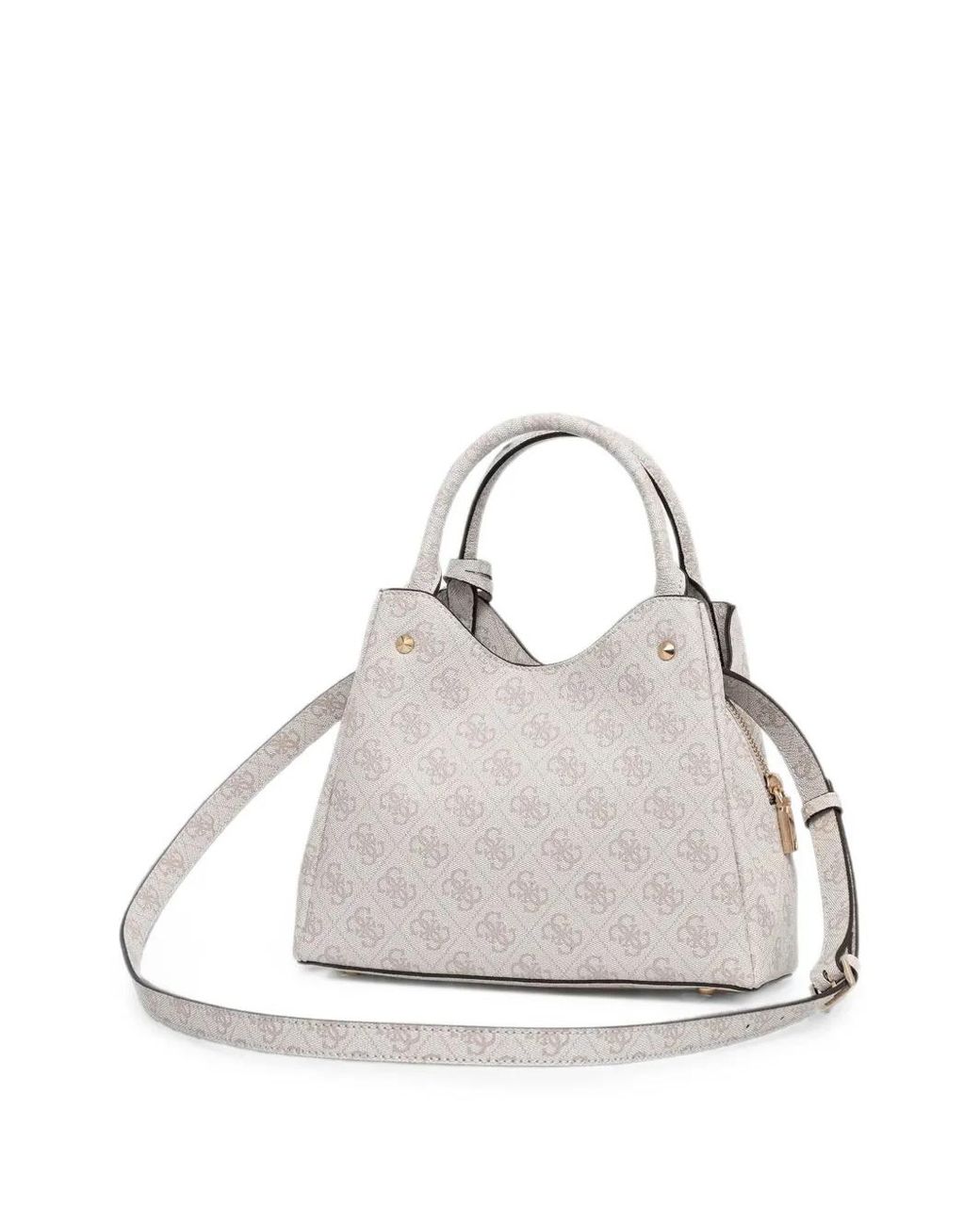 Guess White Monogram-Pattern Logo-Plaque Tote Bag