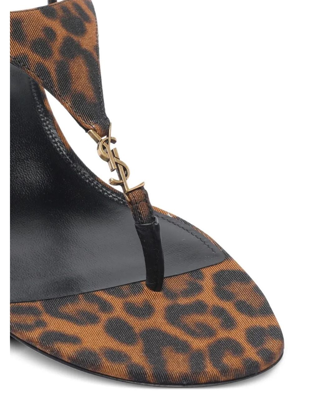 Saint Laurent Brown 'Cassandre' Fabric Wedge Sandals