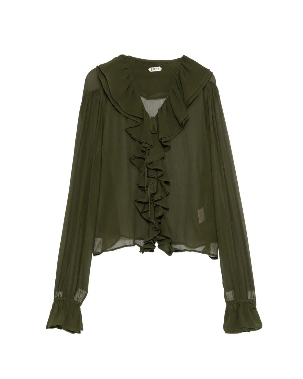 Bode Green Flounce Blouse