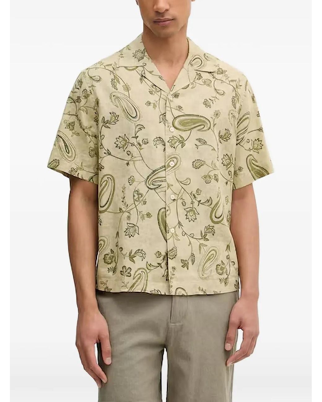 Benetton Natural Paisley-Print Short-Sleeve Shirt for men