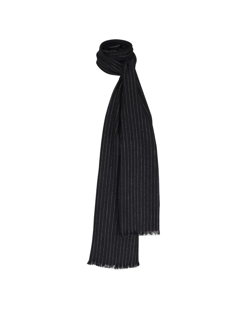Kinross Cashmere Black Striped-Pattern Scarf