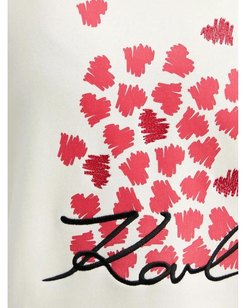Karl Lagerfeld White Heart-Print Sweatshirt