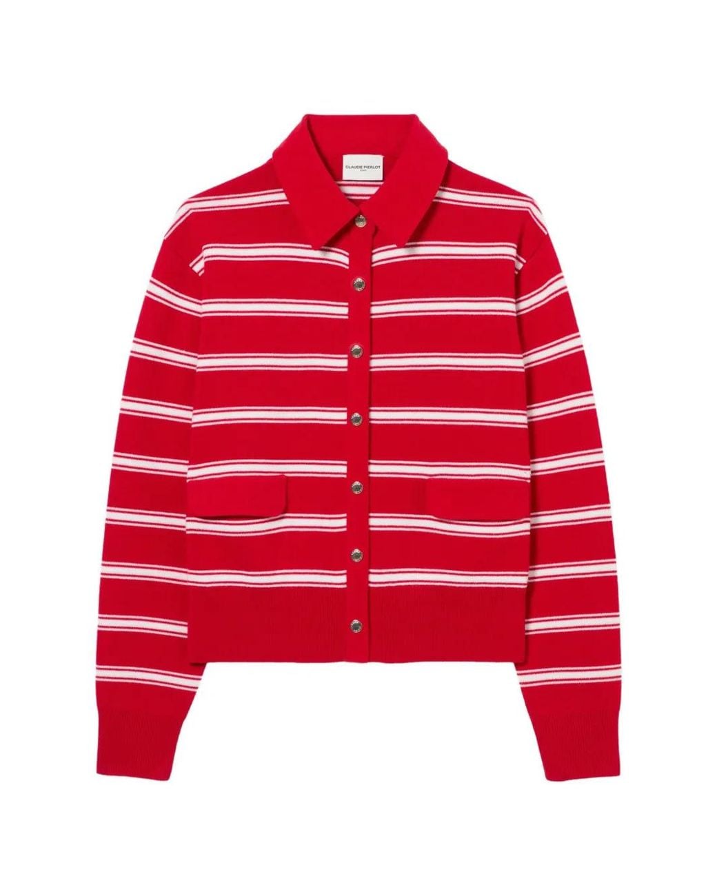 Claudie Pierlot Red Cardigan À Rayures