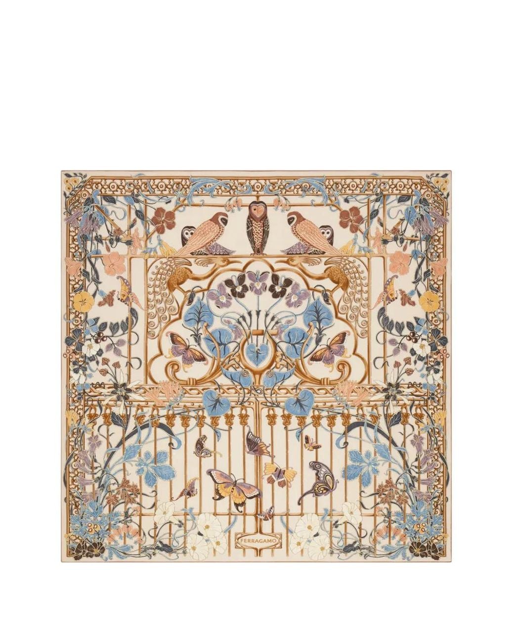 Ferragamo Metallic Liberty Print Silk Scarf