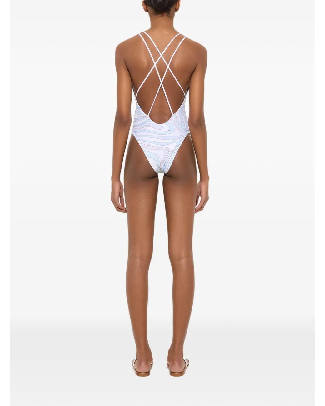 Emilio Pucci Blue Marmo-Print Swimsuit