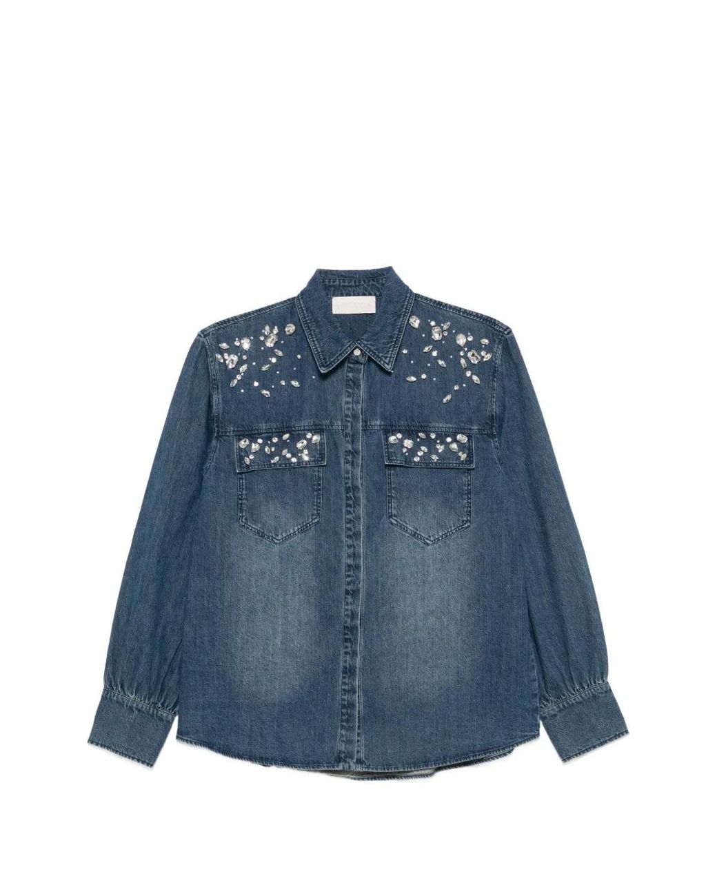 iBlues Blue Crystal-Embellished Denim Shirt