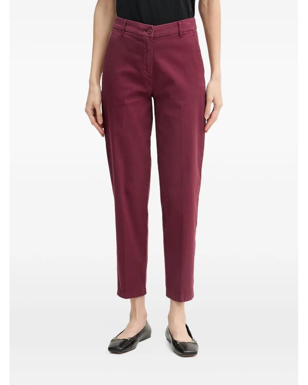 Benetton Red Straight-Leg Trousers