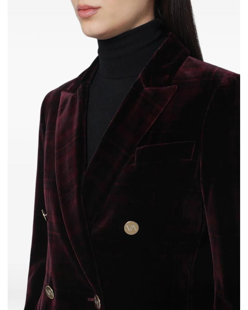 VI TO VI Black Double-Breasted Velvet Jacket