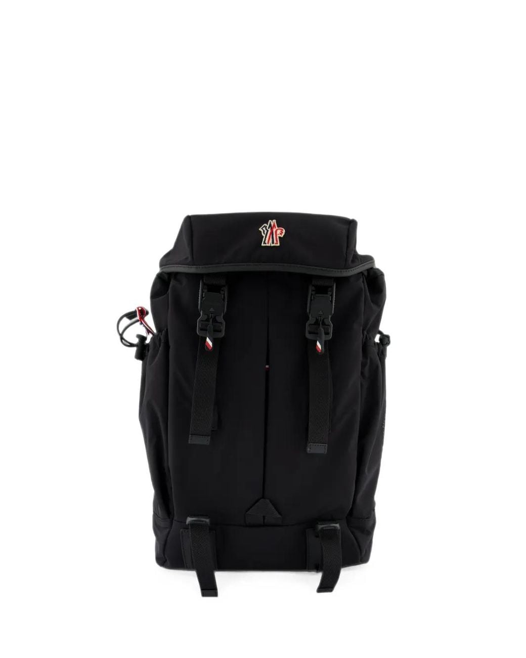 Moncler Black Leather-Trimmed Buckle-Fastening Backpack for men