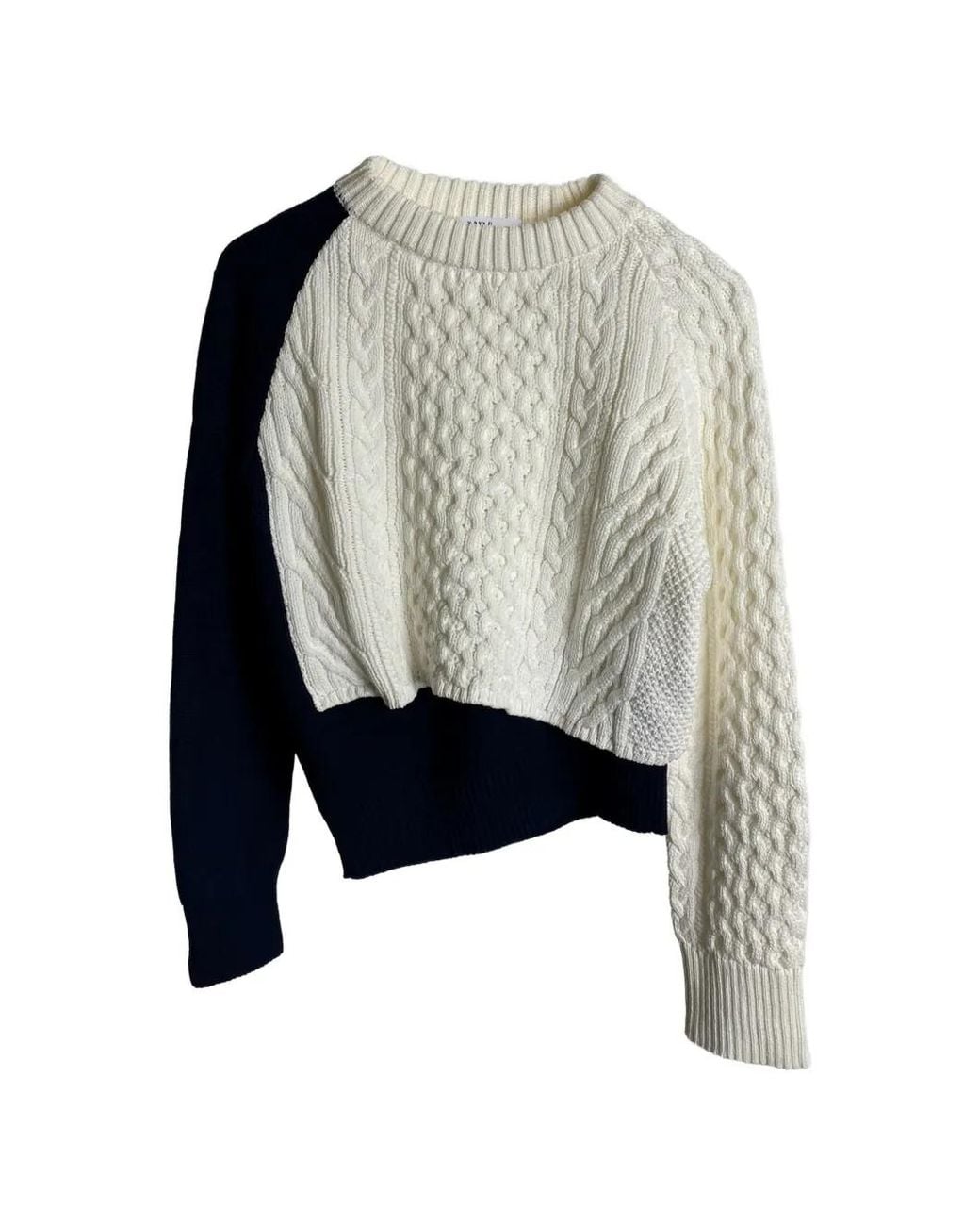Sacai Blue Cable-Knit Asymmetric Sweater