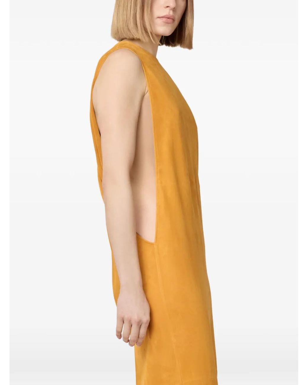 Tod's Metallic Twisted Open-Back Leather Maxi Dress