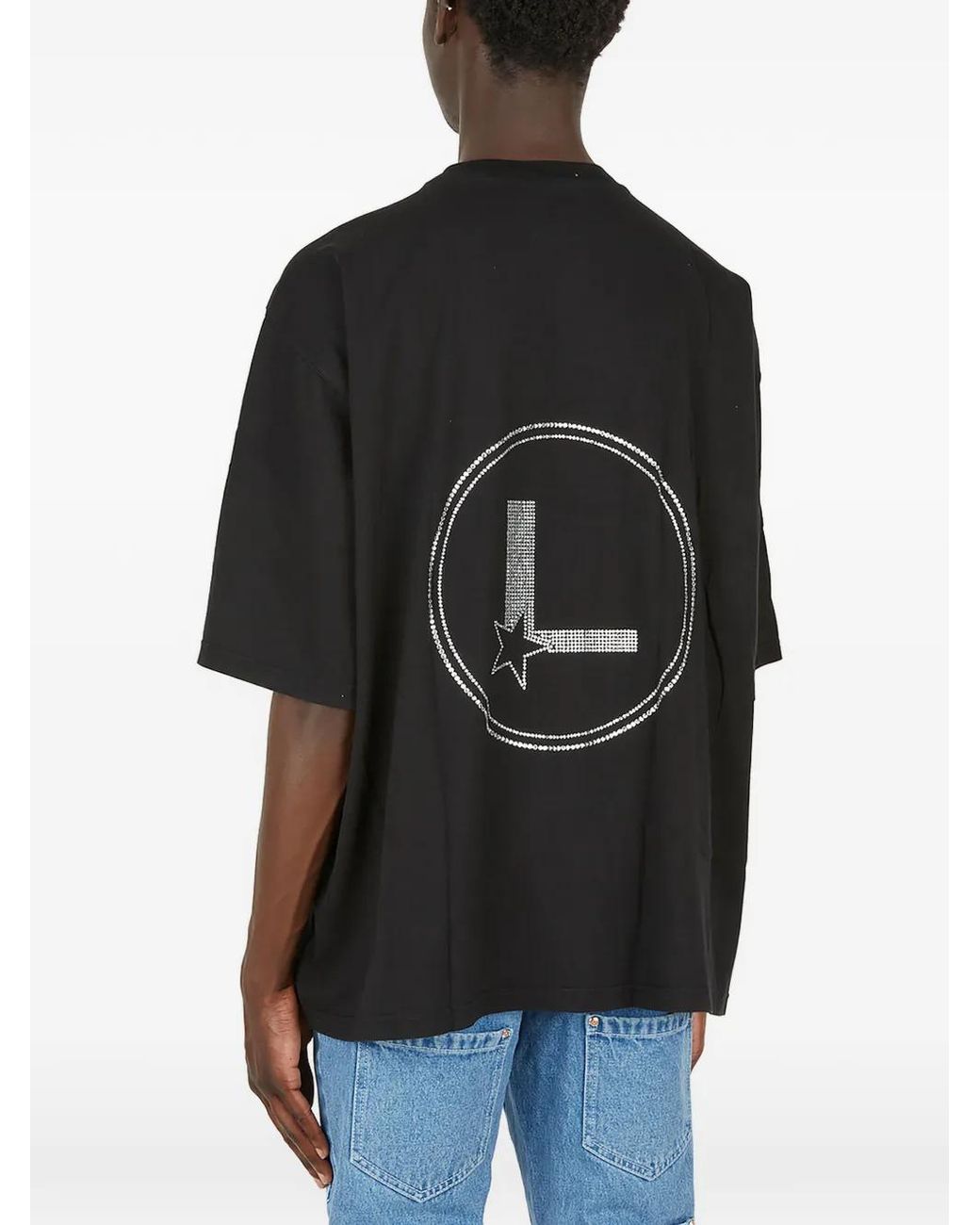 Lourdes Black Logo-Detail T-Shirt for men