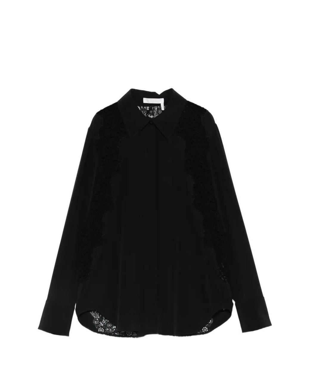 Chloé Black Lace-Panelled Shirt