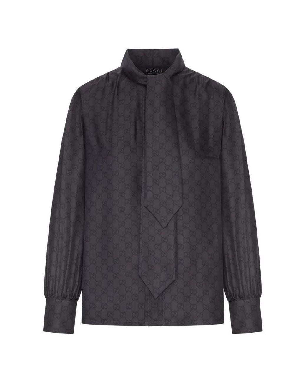 Gucci Blue Gg Supreme Pussy-Bow Blouse