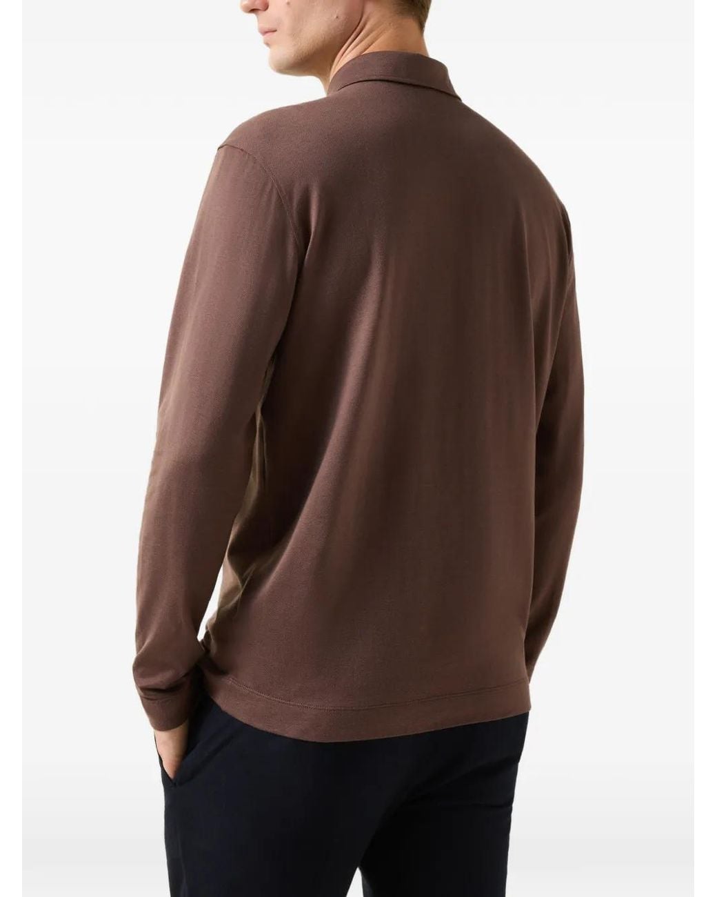 Bogner Brown Bailey Zip-Up Polo Shirt for men