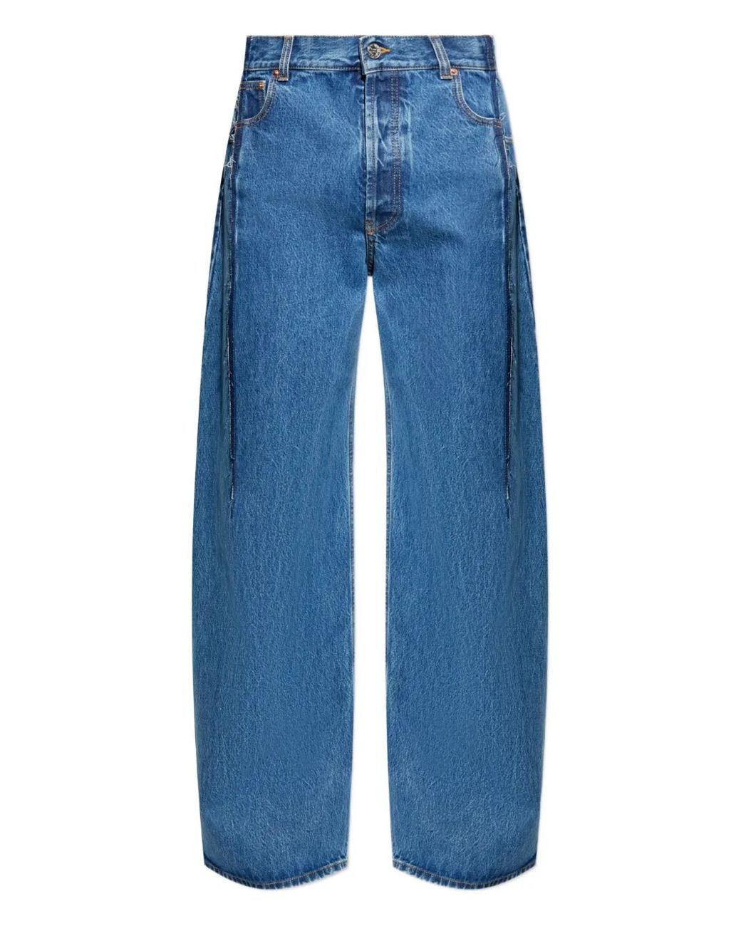 Vetements Blue Frayed-Detail Balloon Jeans for men