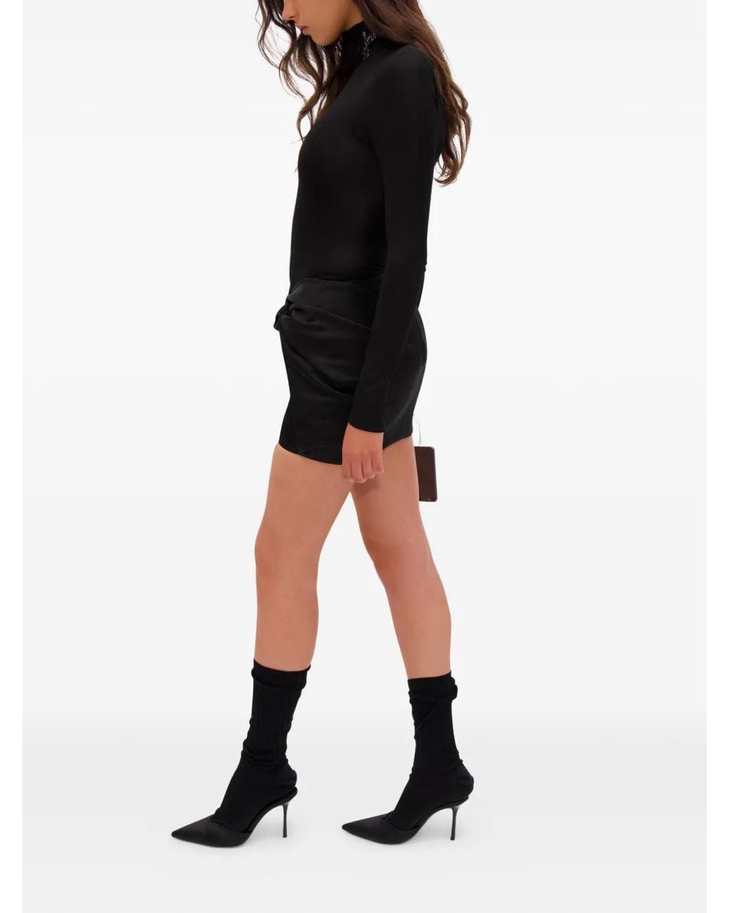 Area Black Wrapped Mini Skirt
