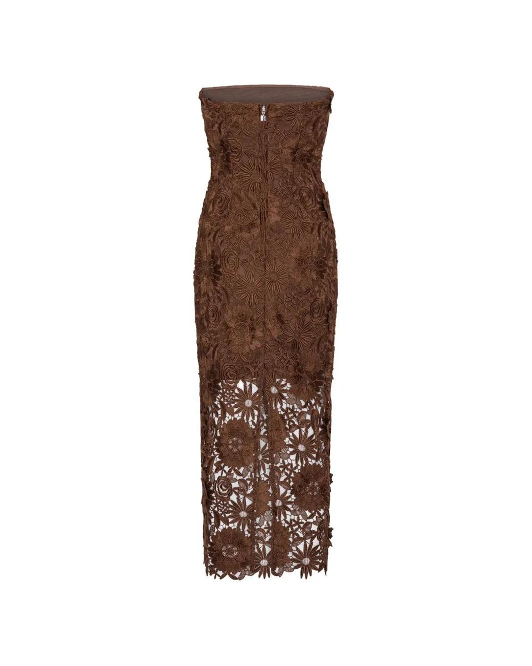 ROTATE BIRGER CHRISTENSEN Brown 3D Lace Midi Dress