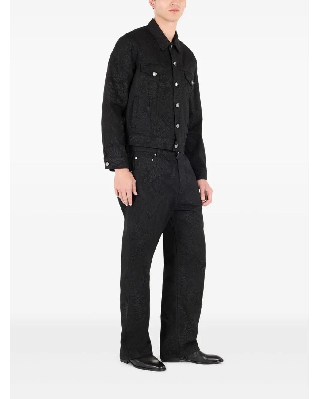 Roberto Cavalli Black Python-Print Jacket for men