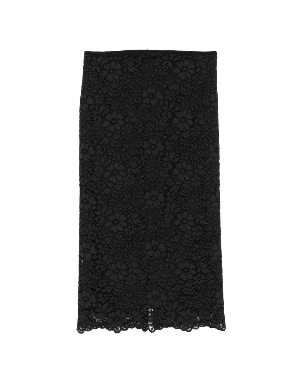 Simonetta Ravizza Black Clivy Floral Lace Midi Skirt
