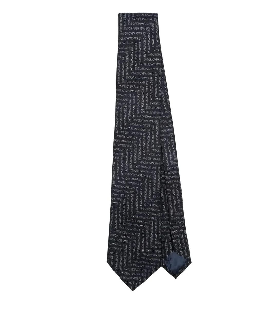 Emporio Armani Blue Geometric-Pattern Tie for men