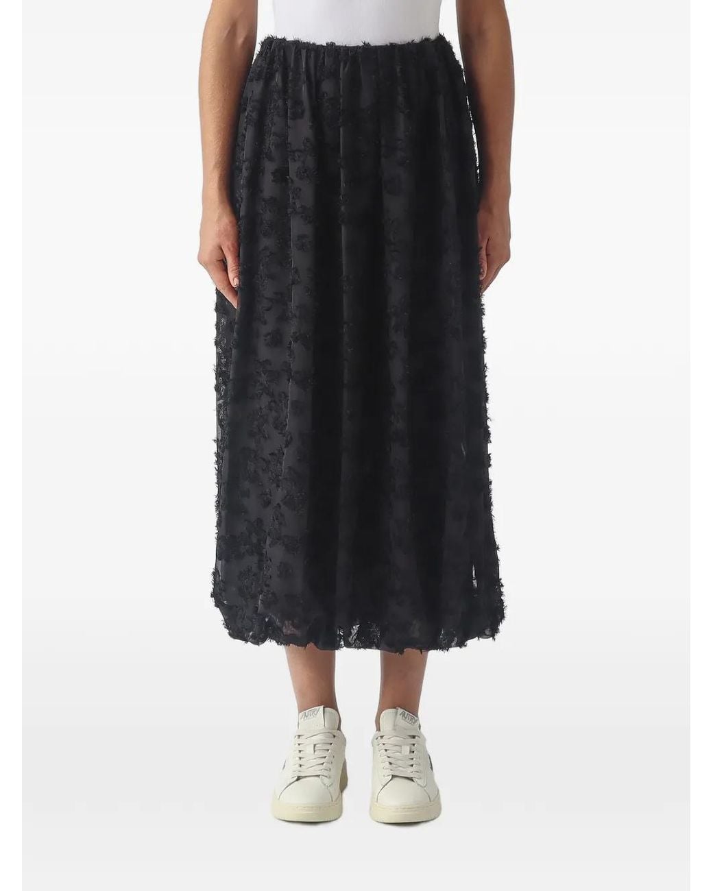 MEIMEIJ Black Jupe Mi-Longue Évasée Texturée