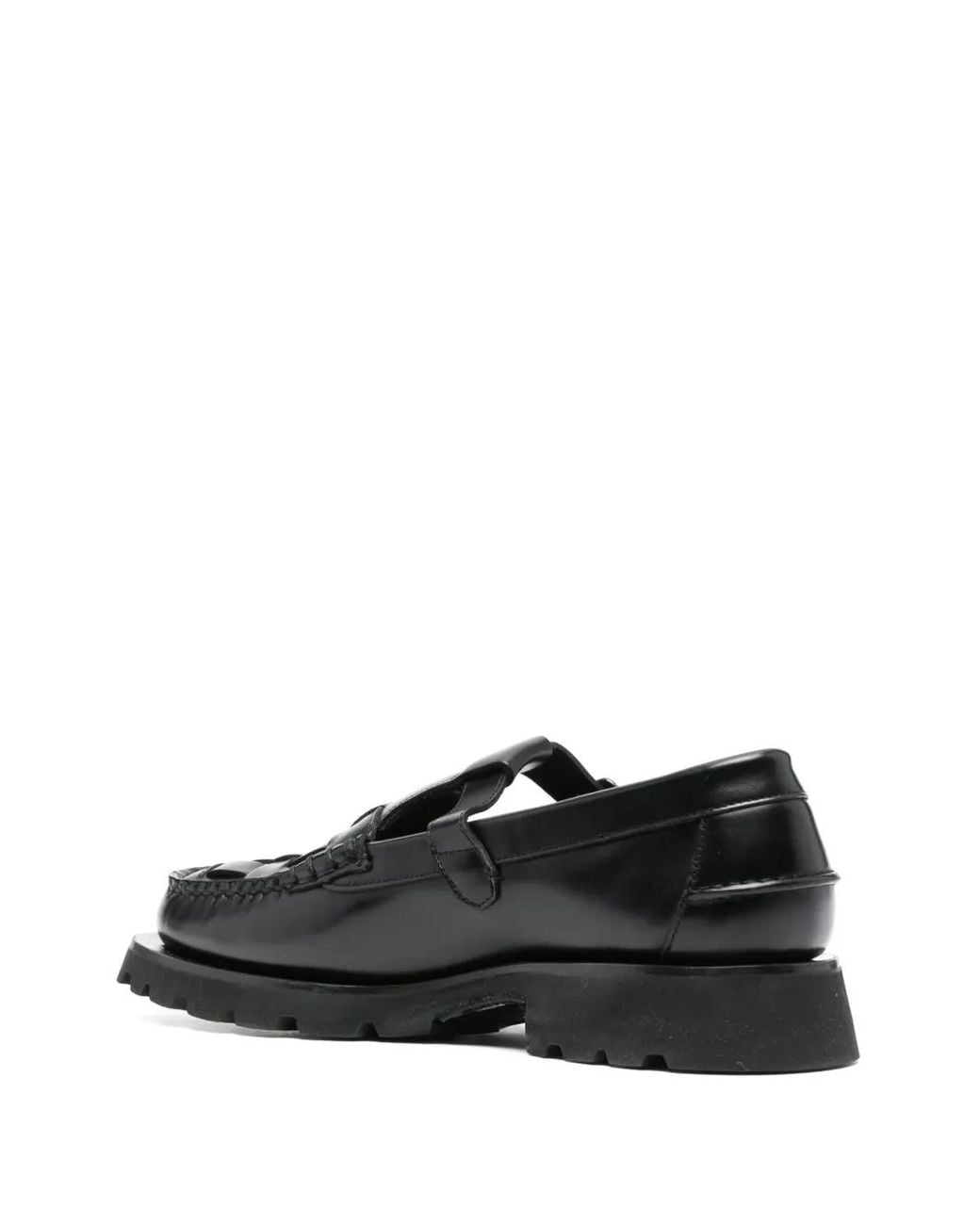Hereu Black Soller Interwoven-Design Leather Loafers for men